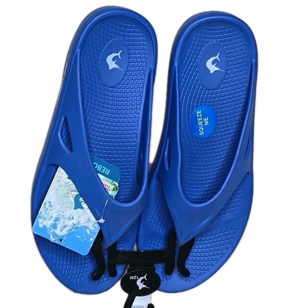 Reel Legends NWT Blue Money Flip Flop Sandals Men's Size 12 Molded Rubber Shoes